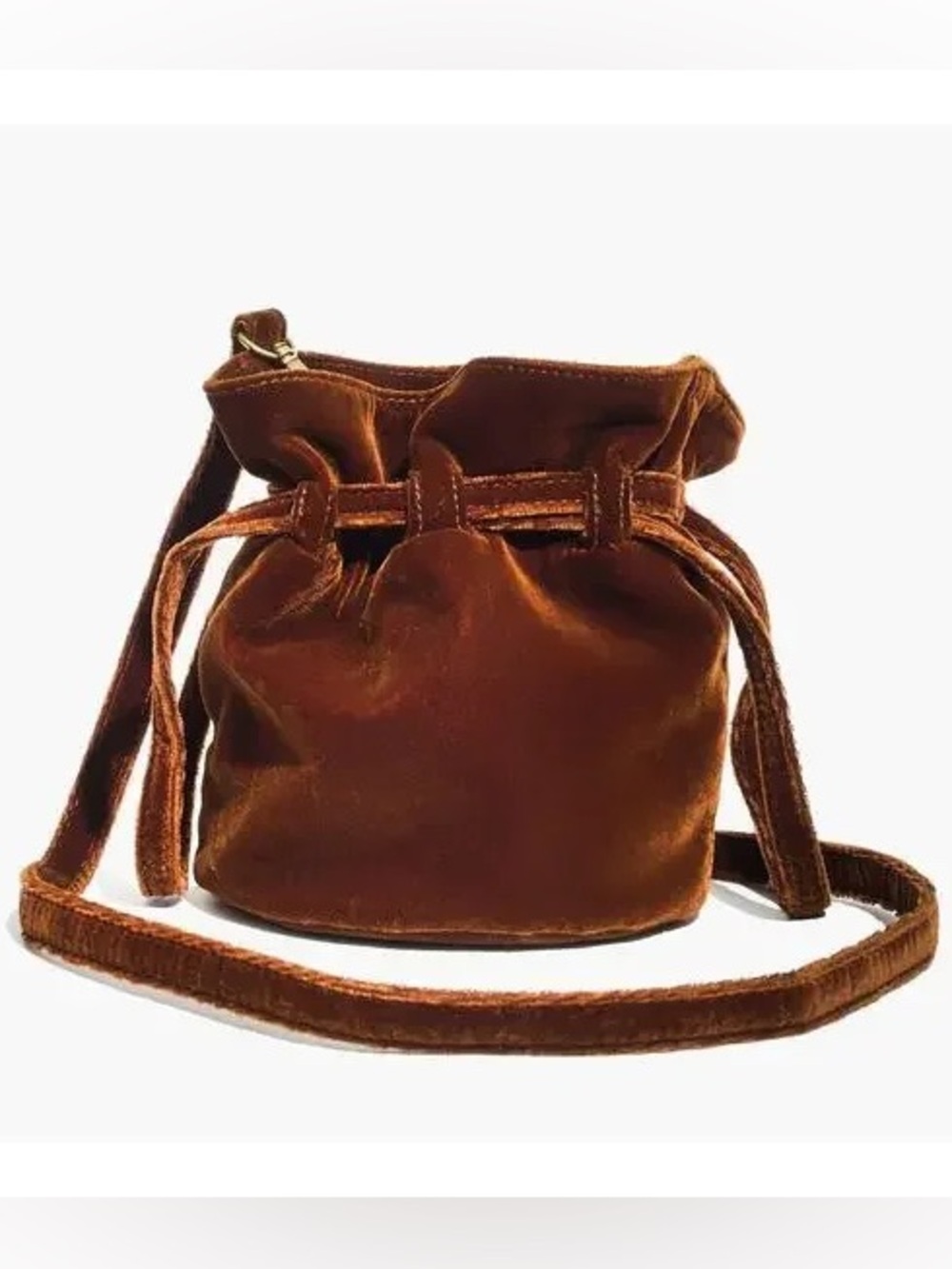 Madewell NWT Brown Florence Drawstring Crossbody Bag in Velvet